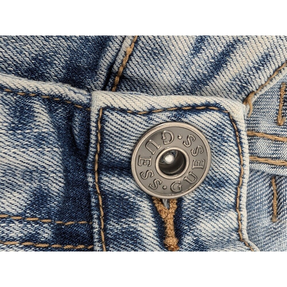 Guess Jeans Mens Light Blue Acid Wash Mid Rise Slim Tapered Jeans 34"x31" - Picture 6 of 14